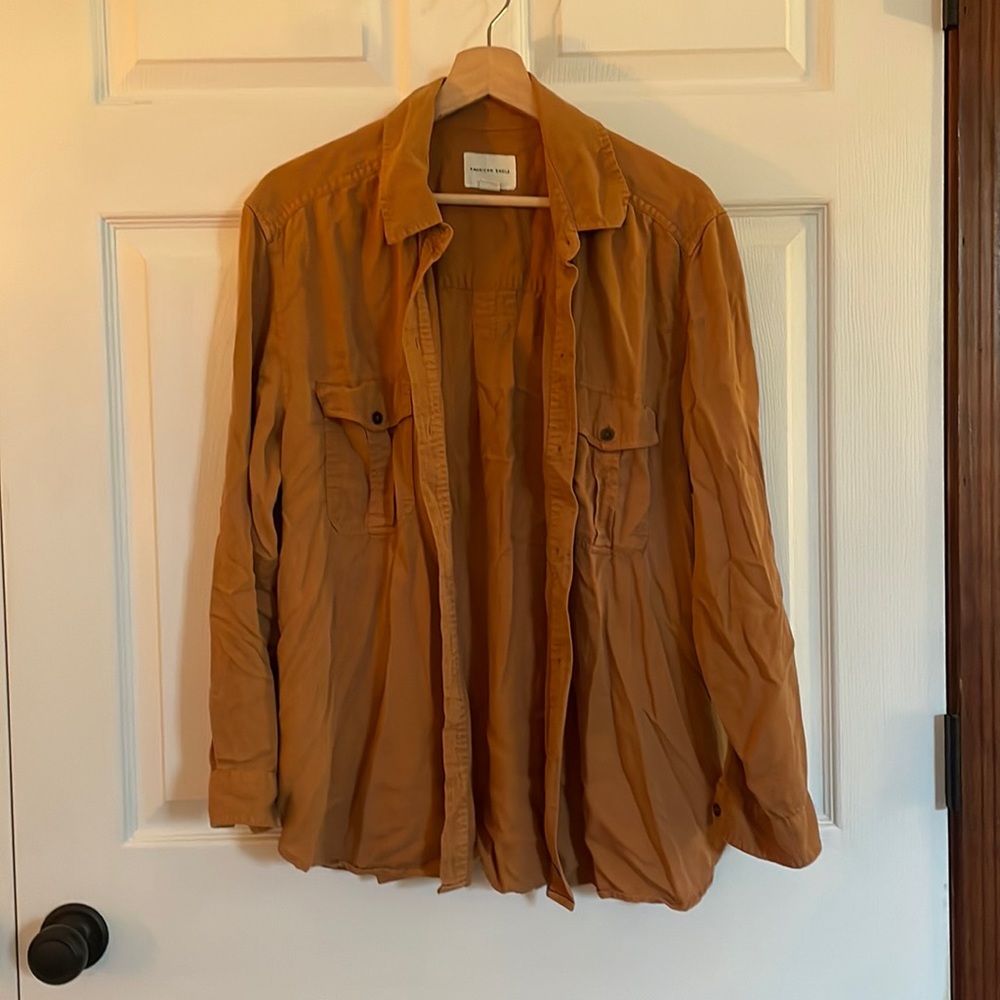 Tan/orange button down from American Eagle